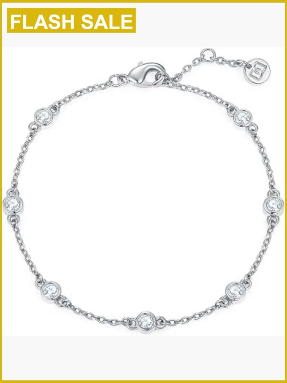 Cubic Zirconia Pearl Station Infinity Chain Bracelet Adjustable 6-8 Inch